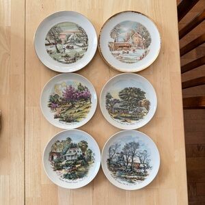 6 Vintage 1960's Currier & Ives Plates
